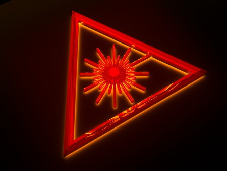 Sign - laser danger with lightの写真素材