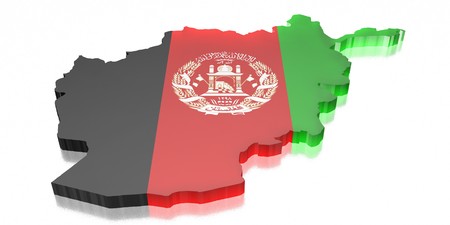 Islamic Republic of Afghanistan map with flagの写真素材