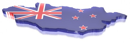 New Zealand map with flagの写真素材