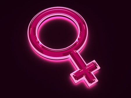 Female gender symbol with lightの写真素材