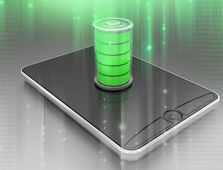 Battery charging on a telephoneの写真素材