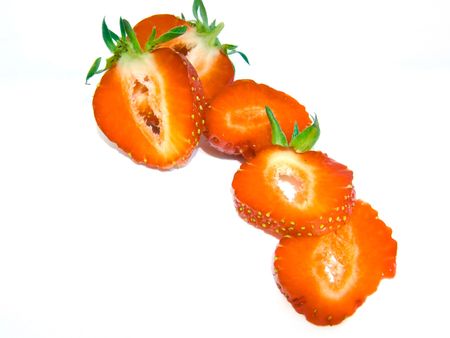 a strawberry is cut on lobules の写真素材