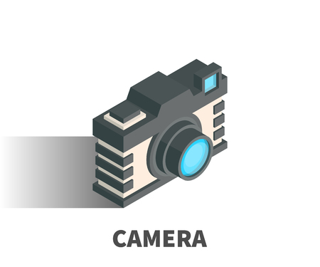 Camera icon, vector symbol in isometric 3D style isolated on white background.のイラスト素材