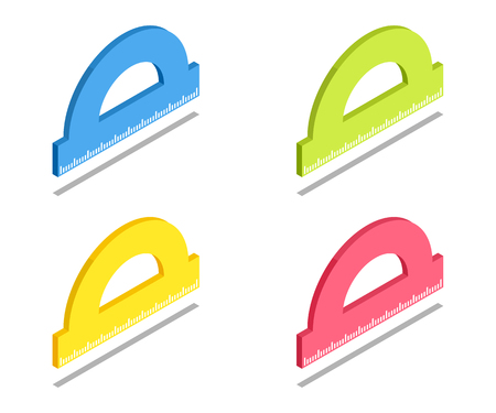 Ruler, Protractor icon, vector symbol in isometric 3D style isolated on white background.のイラスト素材
