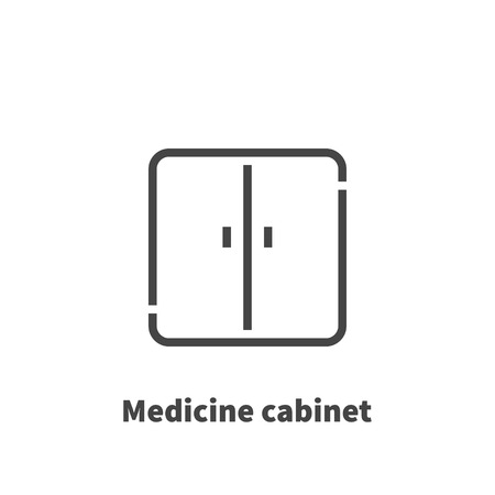 Medicine cabinet icon, vector symbol in line style isolated on white background.のイラスト素材