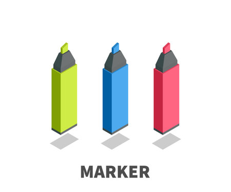 Marker icon, vector symbol in isometric 3D style isolated on white background.のイラスト素材