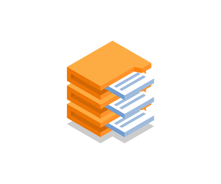 Archive with documents icon, illustration, vector symbol in flat isometric 3D style isolated on white background.のイラスト素材