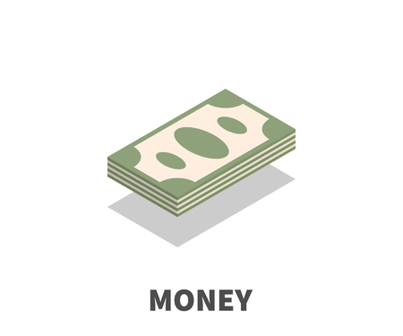 Money icon, vector symbol in isometric 3D style isolated on white background.のイラスト素材
