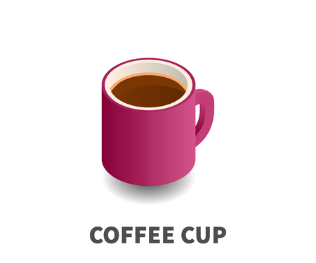 Coffee cup icon, vector symbol in isometric 3D style Coffee cup icon, vector symbol in isometric 3D style