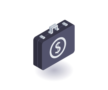 Suitcase with money icon, vector symbol in flat isometric 3D style isolated on white background.のイラスト素材