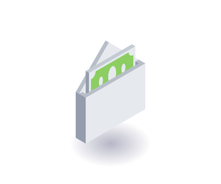 Envelope with money icon, vector symbol in flat isometric 3D style isolated on white background.のイラスト素材