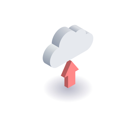 Computer Cloud icon, illustration, vector symbol in flat isometric 3D style isolated on white background.のイラスト素材