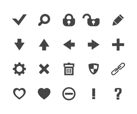 Universal web icon set, vector symbol in outline flat style isolated on white background.のイラスト素材