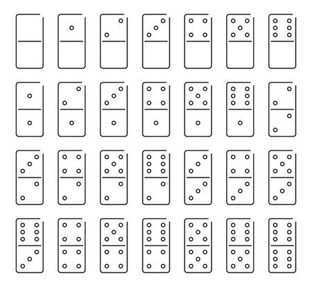 Dominoes icon set, vector symbol in outline flat style isolated on white background.のイラスト素材