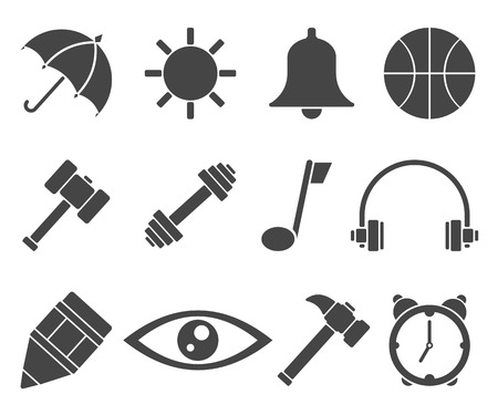 Web icon set, vector symbol in outline flat style isolated on white background.のイラスト素材