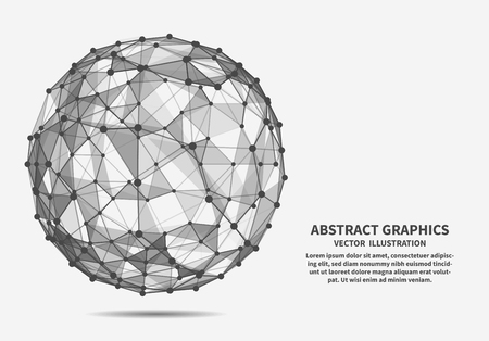 Sphere, vector illustration for minimalistic design . Network connections with points and lines. Abstract technology background.のイラスト素材