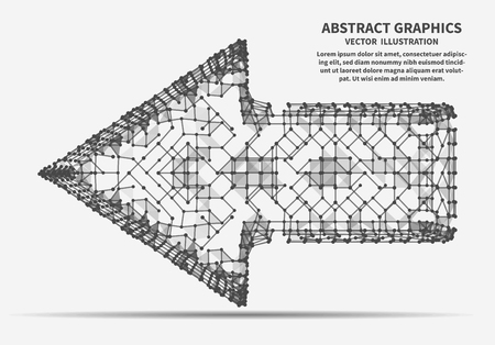 Cursor, arrow, vector illustration for minimalistic design. Network connections with points and lines. Abstract technology background.のイラスト素材