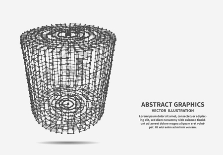 Cylinder, vector illustration for minimalistic design . Network connections with points and lines. Abstract technology background.のイラスト素材