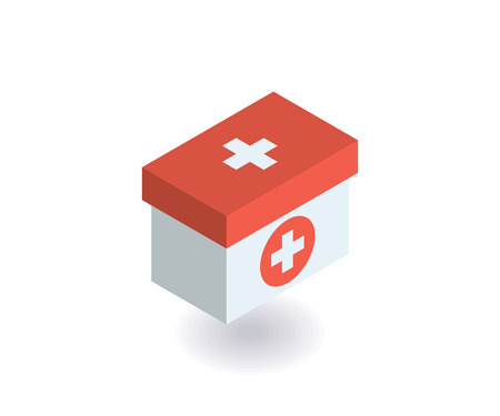 First-aid kit, medicine chest icon. Vector illustration in flat isometric 3D style.のイラスト素材