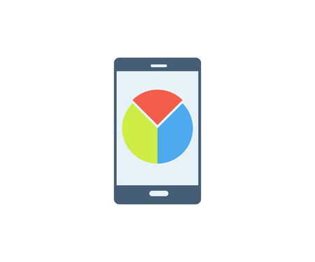 Mobile phone with pie chart icon. Vector illustration in flat minimalist style.のイラスト素材
