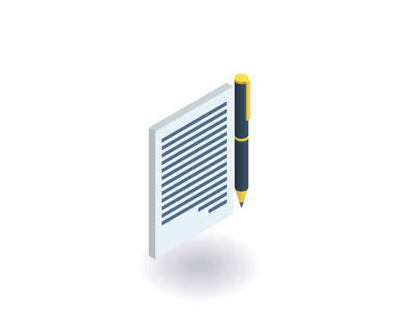 Contract icon. Vector illustration in flat isometric 3D style.のイラスト素材