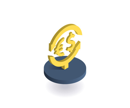 Currency exchange icon. Vector illustration in flat isometric 3D style.のイラスト素材