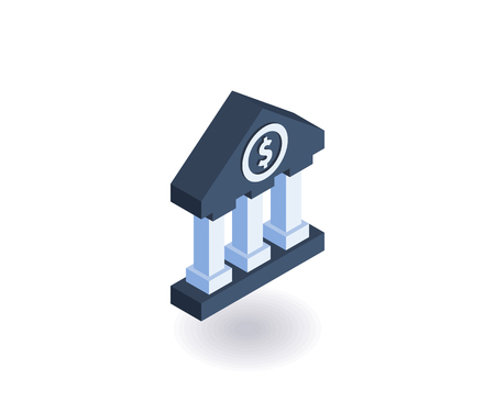 A flat isometric 3D style bank iconのイラスト素材