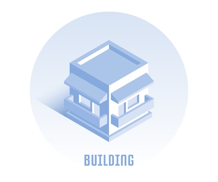 Building icon. Vector illustration in flat isometric 3D style.のイラスト素材