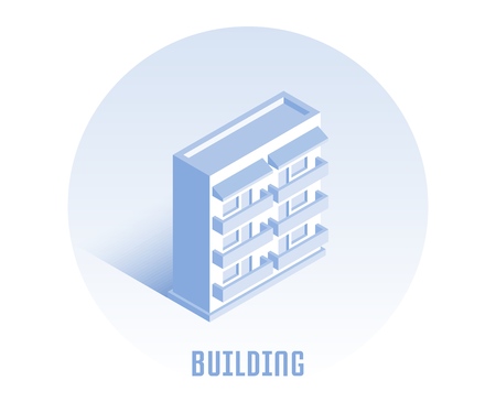 Building icon. Vector illustration in flat isometric 3D style.のイラスト素材