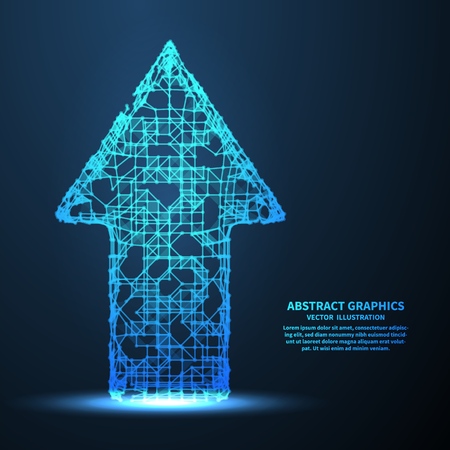 Abstract arrow, vector illustration. Network connections with points and lines. Abstract technology background.のイラスト素材