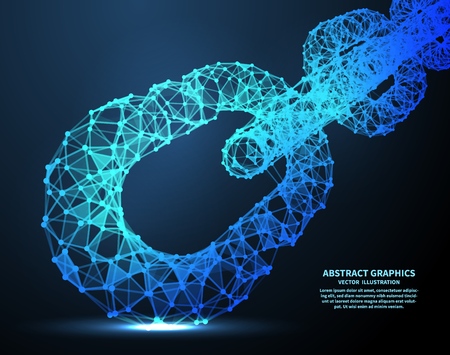 Abstract chain, vector illustration. Network connections with points and lines. Abstract technology background.のイラスト素材