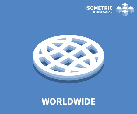 Worldwide icon, vector illustration in flat isometric 3D style.のイラスト素材
