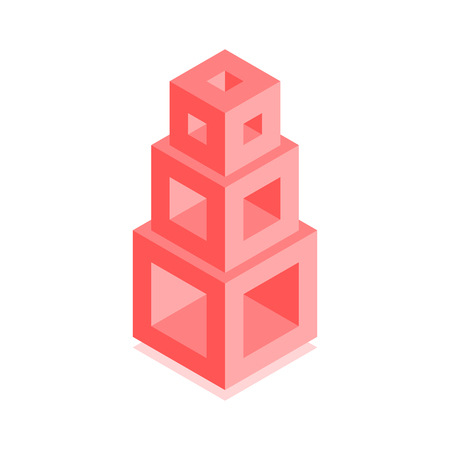Abstract cubic icon. Isometric illustration for covers design in flat 3D style. Vector geometric logo.のイラスト素材