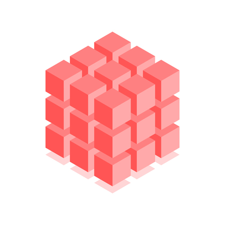 Abstract cubic icon. Isometric illustration for covers design in flat 3D style. Vector geometricのイラスト素材