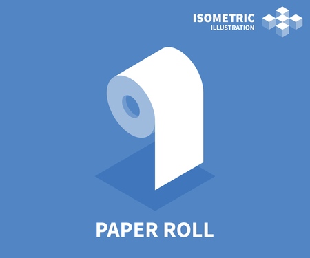 Paper roll icon. Isometric template for web design in flat 3D style. Vector illustration.のイラスト素材
