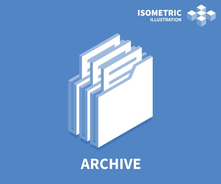 Archive icon. Isometric template for web design in flat 3D style. Vector illustration.のイラスト素材