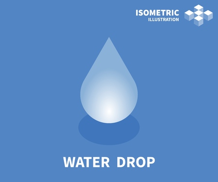 Water drop icon. Isometric template for web design in flat 3D style. Vector illustration.のイラスト素材