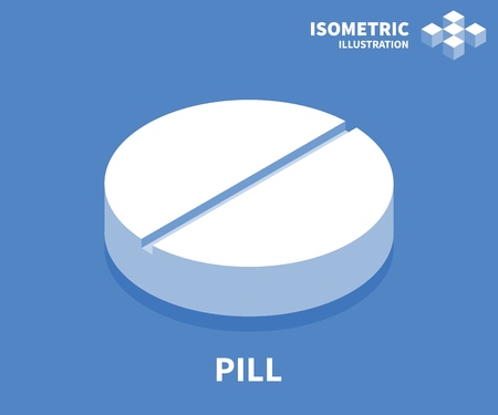 Pill icon. Isometric template for web design in flat 3D style. Vector illustration.のイラスト素材