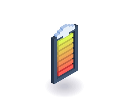 Battery indicator isometric icon. Vector 3D illustration for web design.のイラスト素材