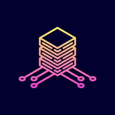Big data storage icon. Vector illustration in flat line style.のイラスト素材