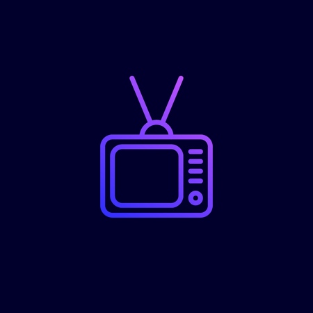 TV icon. Vector illustration in flat line style.のイラスト素材