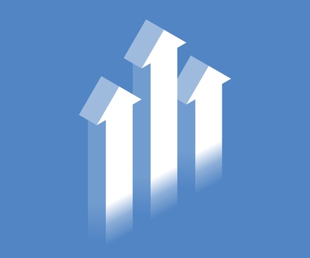 Growth arrow with profit icon. Vector illustration in flat isometric 3D style.