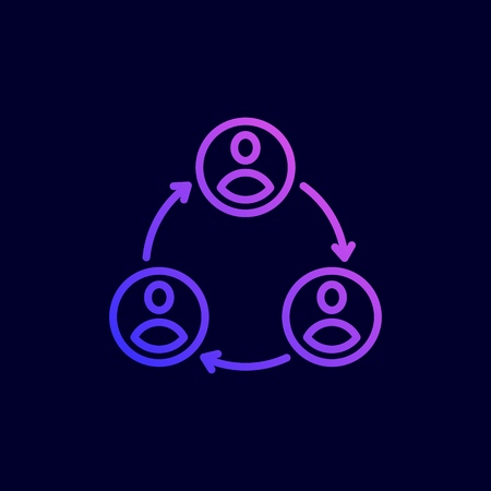 Teamwork icon. Vector illustration in flat line style.のイラスト素材