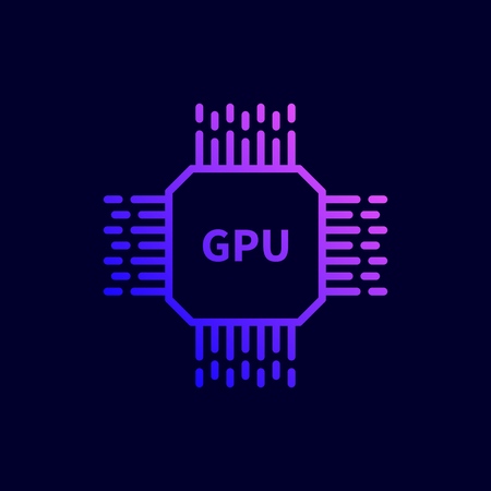 CPU GPU Processor Chip icon. Vector illustration in flat line style.