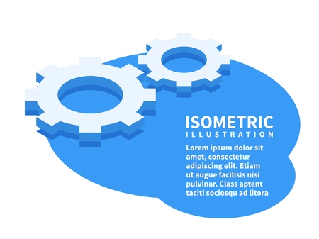 Two cogwheels, Settings icon. Isometric template for web design in flat 3D style. Vector illustration.のイラスト素材