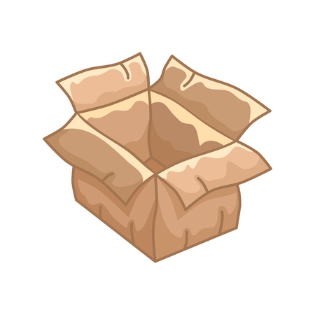 Open cardboard box. Colorful hand drawn illustration.のイラスト素材
