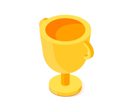 Golden cup icon. Vector illustration in flat isometric 3D style.のイラスト素材