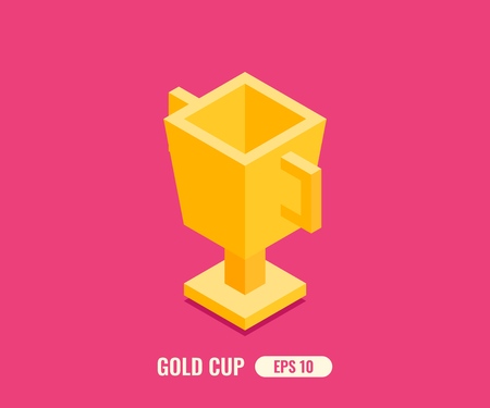 Gold cup in flat isometric 3D style. Vector illustration.のイラスト素材