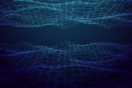 Network connection with points and lines. Abstract polygonal mesh. Vector Illustration.のイラスト素材