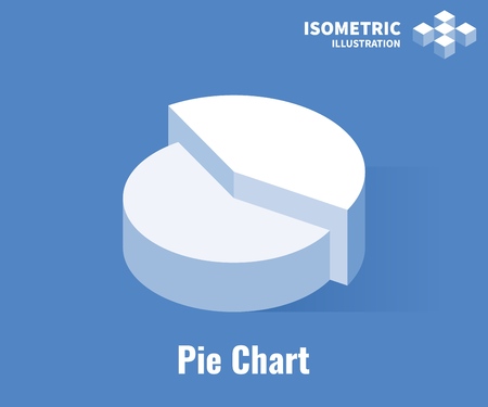 Pie Chart icon. Pie Chart infographic element. Vector 3D illustration isolated on blue backgroundのイラスト素材